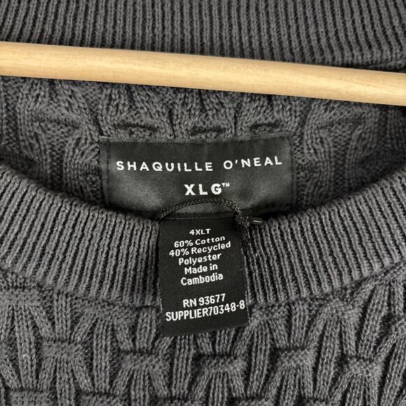 Shaquille O’Neal XLG Textured Sweater Cotton Blend Charcoal Gray Size 4XLT NWT - Picture 3 of 6